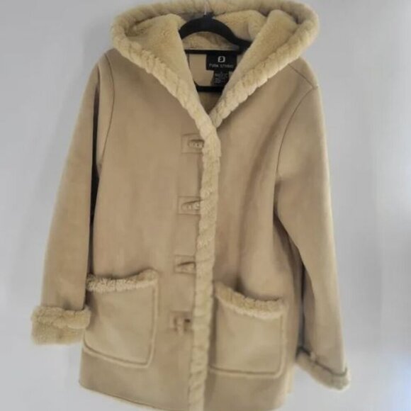 FUDA FAUX FUR COAT Light BROWN Size M - Picture 1 of 3